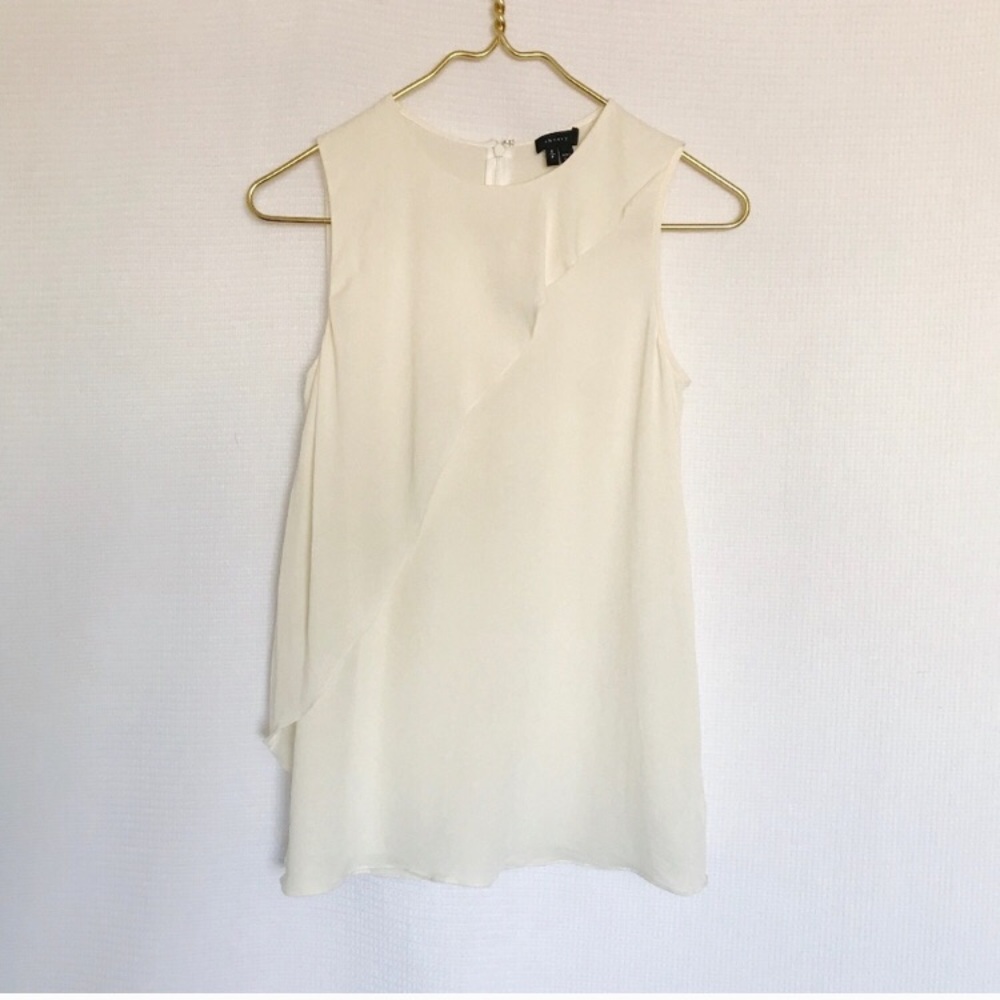 Theory off white silk sleeveless tank top blouse